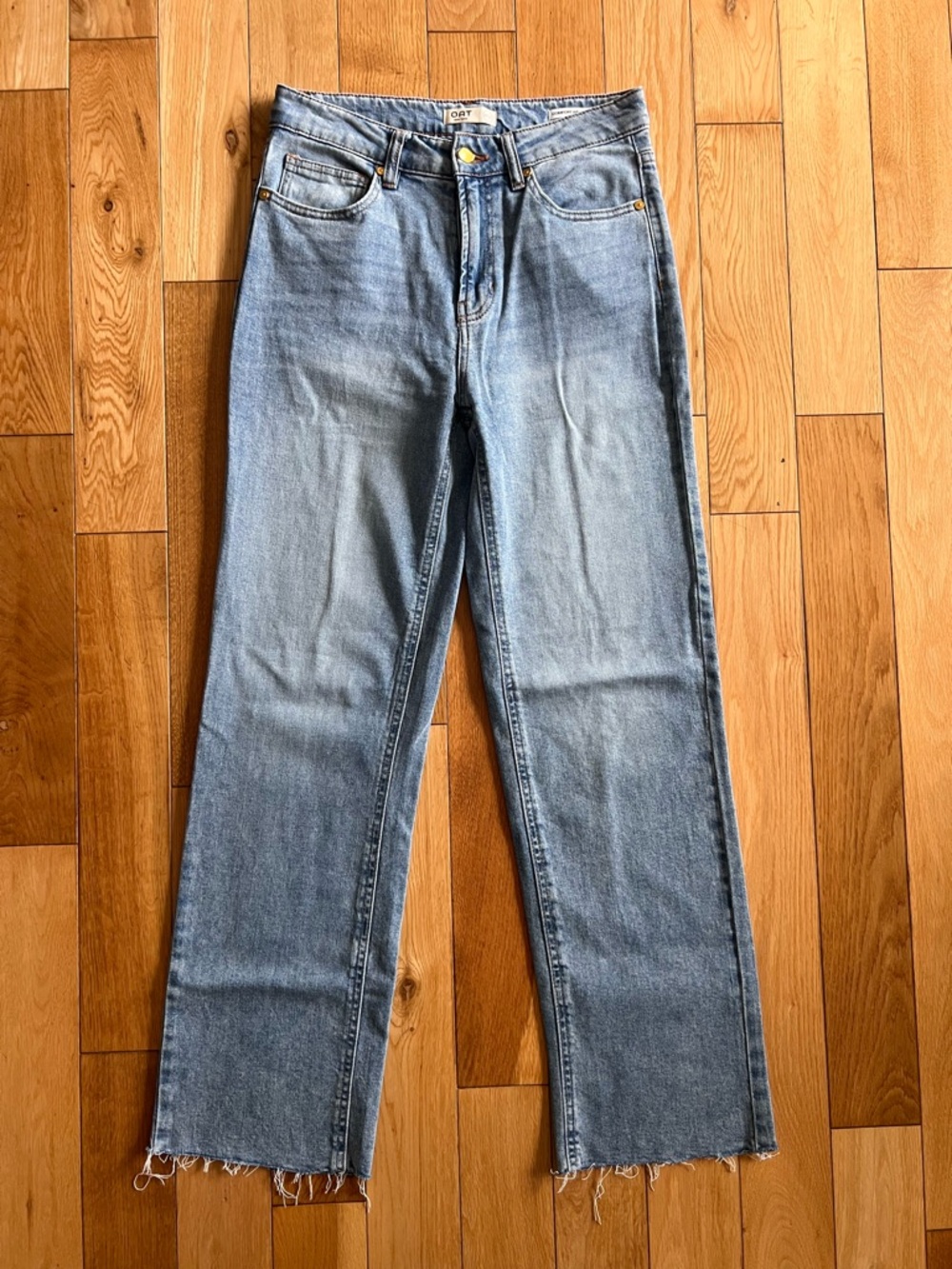 Oat New York Womens Comfort Weave Wide Leg Light Wash Denim Jeans Size 4/27